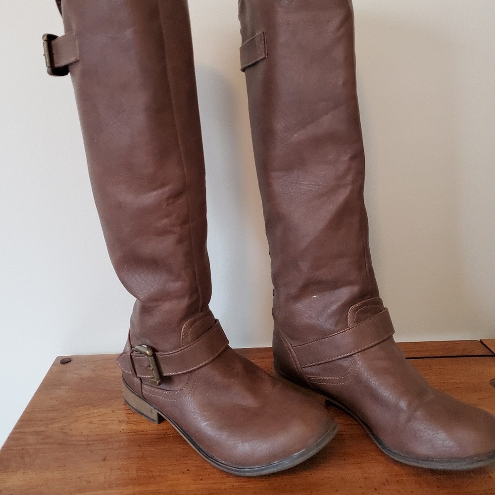Faux leather boots